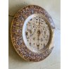 ANTICO PIATTO PARATA TERRACOTTA SMALTATA MAIOLICA "SCA" DECORO GROTTESCHE ø 47cm