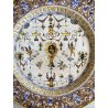 ANTICO PIATTO PARATA TERRACOTTA SMALTATA MAIOLICA "SCA" DECORO GROTTESCHE ø 47cm