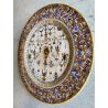 ANTICO PIATTO PARATA TERRACOTTA SMALTATA MAIOLICA "SCA" DECORO GROTTESCHE ø 47cm
