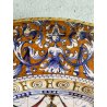 ANTICO PIATTO PARATA TERRACOTTA SMALTATA MAIOLICA "SCA" DECORO GROTTESCHE ø 47cm