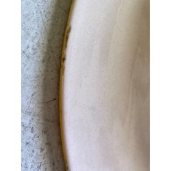ANTICO PIATTO PARATA TERRACOTTA SMALTATA MAIOLICA "SCA" DECORO GROTTESCHE ø 47cm