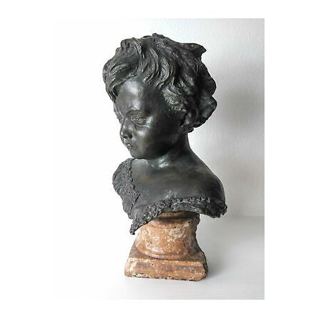 ANTICO BUSTO BRONZO BAMBINO LACRIME PIANTO STILE MEDARDO ROSSO SCULTURA STATUA
