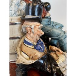 SCULTURA PORCELLANA Capodimonte UBRIACHI OSTERIA FIRMATA Fornili Sparta '60/'70