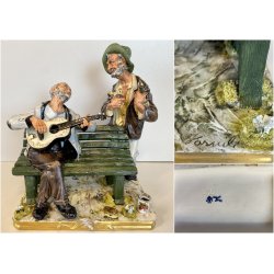SCULTURA PORCELLANA Capodimonte "Fornili" VAGABONDI "Amici per sempre"  '60/'70