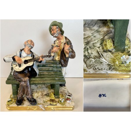 SCULTURA PORCELLANA Capodimonte "Fornili" VAGABONDI "Amici per sempre"  '60/'70
