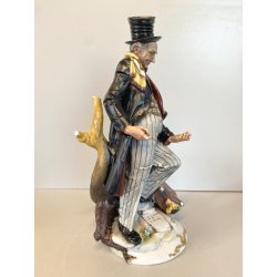 CERAMICA CAPODIMONTE VINTAGE  Fornili Sparta PORCELLANA BISCUIT MUSICISTA  '70