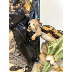CERAMICA CAPODIMONTE VINTAGE  Fornili Sparta PORCELLANA BISCUIT MUSICISTA  '70