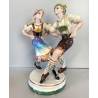SCULTURA CERAMICA VINTAGE COPPIA BALLERINI TIROLESI BAVARESI DANZA BALLO '40/'50