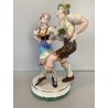 SCULTURA CERAMICA VINTAGE COPPIA BALLERINI TIROLESI BAVARESI DANZA BALLO '40/'50