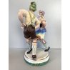 SCULTURA CERAMICA VINTAGE COPPIA BALLERINI TIROLESI BAVARESI DANZA BALLO '40/'50
