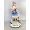 SCULTURA CERAMICA VINTAGE COPPIA BALLERINI TIROLESI BAVARESI DANZA BALLO '40/'50
