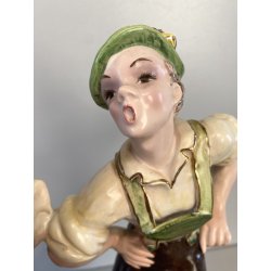 SCULTURA CERAMICA VINTAGE COPPIA BALLERINI TIROLESI BAVARESI DANZA BALLO '40/'50