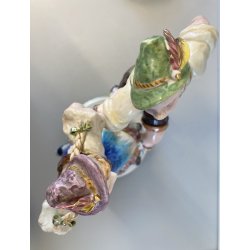 SCULTURA CERAMICA VINTAGE COPPIA BALLERINI TIROLESI BAVARESI DANZA BALLO '40/'50