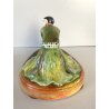 SCULTURA STATUINA CERAMICA BALLERINA ART DECO' FLAPPER COSTUME VERDE FIRMATA '30