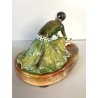 SCULTURA STATUINA CERAMICA BALLERINA ART DECO' FLAPPER COSTUME VERDE FIRMATA '30