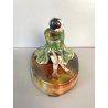 SCULTURA STATUINA CERAMICA BALLERINA ART DECO' FLAPPER COSTUME VERDE FIRMATA '30