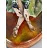 SCULTURA STATUINA CERAMICA BALLERINA ART DECO' FLAPPER COSTUME VERDE FIRMATA '30