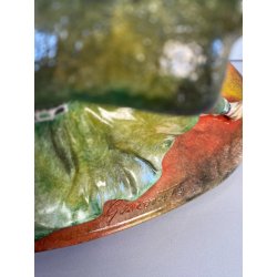 SCULTURA STATUINA CERAMICA BALLERINA ART DECO' FLAPPER COSTUME VERDE FIRMATA '30