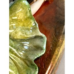 SCULTURA STATUINA CERAMICA BALLERINA ART DECO' FLAPPER COSTUME VERDE FIRMATA '30