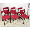 6 SEDIE VINTAGE DANESI STOFFA ROSSA STILE CASSINA GIO PONTI ANNI 60 PALISSANDRO