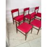 6 SEDIE VINTAGE DANESI STOFFA ROSSA STILE CASSINA GIO PONTI ANNI 60 PALISSANDRO