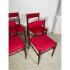 6 SEDIE VINTAGE DANESI STOFFA ROSSA STILE CASSINA GIO PONTI ANNI 60 PALISSANDRO
