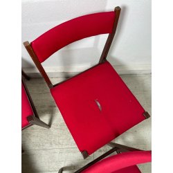 6 SEDIE VINTAGE DANESI STOFFA ROSSA STILE CASSINA GIO PONTI ANNI 60 PALISSANDRO