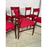 6 SEDIE VINTAGE DANESI STOFFA ROSSA STILE CASSINA GIO PONTI ANNI 60 PALISSANDRO