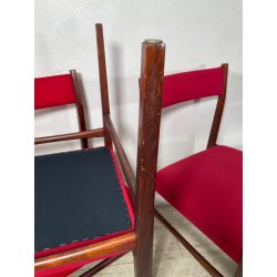 6 SEDIE VINTAGE DANESI STOFFA ROSSA STILE CASSINA GIO PONTI ANNI 60 PALISSANDRO