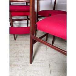 6 SEDIE VINTAGE DANESI STOFFA ROSSA STILE CASSINA GIO PONTI ANNI 60 PALISSANDRO