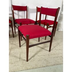 6 SEDIE VINTAGE DANESI STOFFA ROSSA STILE CASSINA GIO PONTI ANNI 60 PALISSANDRO