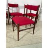 6 SEDIE VINTAGE DANESI STOFFA ROSSA STILE CASSINA GIO PONTI ANNI 60 PALISSANDRO
