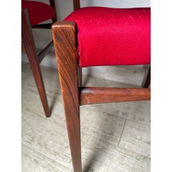 6 SEDIE VINTAGE DANESI STOFFA ROSSA STILE CASSINA GIO PONTI ANNI 60 PALISSANDRO