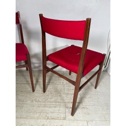 6 SEDIE VINTAGE DANESI STOFFA ROSSA STILE CASSINA GIO PONTI ANNI 60 PALISSANDRO