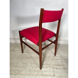 6 SEDIE VINTAGE DANESI STOFFA ROSSA STILE CASSINA GIO PONTI ANNI 60 PALISSANDRO