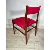 6 SEDIE VINTAGE DANESI STOFFA ROSSA STILE CASSINA GIO PONTI ANNI 60 PALISSANDRO