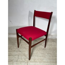 6 SEDIE VINTAGE DANESI STOFFA ROSSA STILE CASSINA GIO PONTI ANNI 60 PALISSANDRO