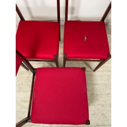 6 SEDIE VINTAGE DANESI STOFFA ROSSA STILE CASSINA GIO PONTI ANNI 60 PALISSANDRO