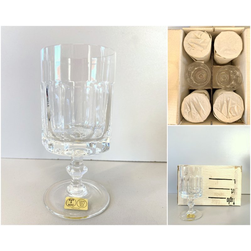 SET 6 CALICI CRISTALLO Arnolfo Di Cambio TAGLIO 1000 Mod FIRENZE - 14,6 cm/h