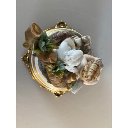 CERAMICA CAPODIMONTE Carpiè PORCELLANA BISCUIT ALLEGORIA SCULTURA PUTTO DANNI