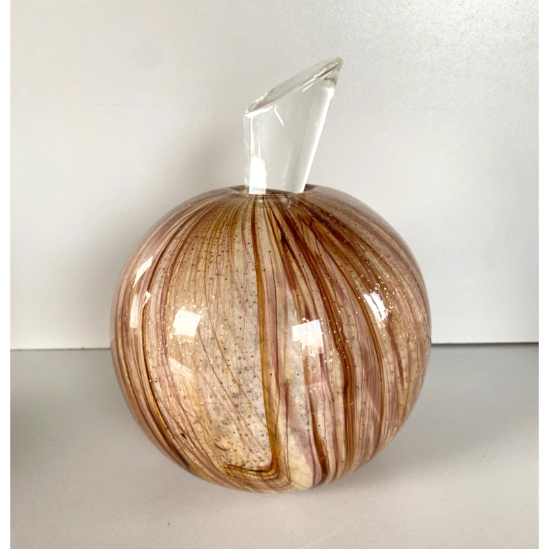 VASO VINTAGE PROFUMATORE SFERA TAPPO  "Marte" ø 17,5cm INCLUSIONI FOGLIA ORO