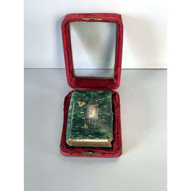 antico LIBRO PREGHIERE con COFANETTO TECA custodia VITTORIANO messale epoca 1878