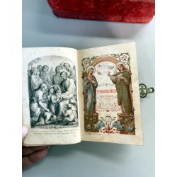 antico LIBRO PREGHIERE con COFANETTO TECA custodia VITTORIANO messale epoca 1878