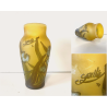 ANTICO VASO VETRO STILE E. Gallé CAMMEO GLASS DECORO FLOREALE ART NOUVEAU 20cm/h