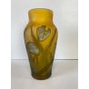 ANTICO VASO VETRO STILE E. Gallé CAMMEO GLASS DECORO FLOREALE ART NOUVEAU 20cm/h