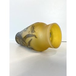 ANTICO VASO VETRO STILE E. Gallé CAMMEO GLASS DECORO FLOREALE ART NOUVEAU 20cm/h