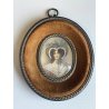 antica COPPIA MINIATURE ritratti femminili dipinti CORNICI OVALI nobili donne