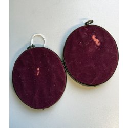 antica COPPIA MINIATURE ritratti femminili dipinti CORNICI OVALI nobili donne