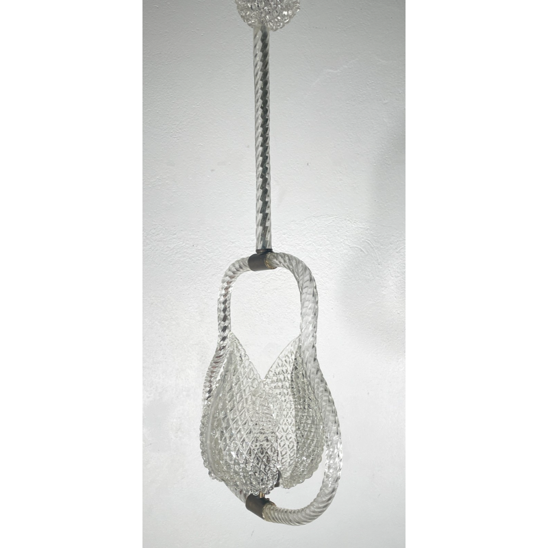 ANTICO LAMPADARIO BAROVIER & TOSO ANNI 40 VETRO MURANO FOGLIE TRASPARENTI OTTONE