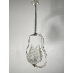 ANTICO LAMPADARIO BAROVIER & TOSO ANNI 40 VETRO MURANO FOGLIE TRASPARENTI OTTONE